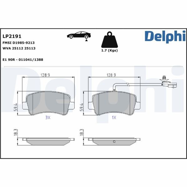DELPHI LP2191 | Fren Balatası Opel Movano B / Master III Fişli Arka
