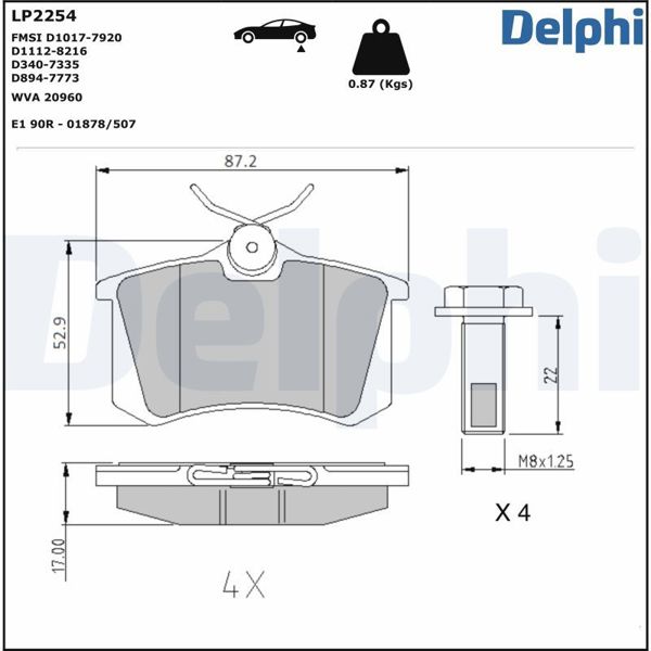 DELPHI LP2254 | Fren Balata Arka Clio III (Br0 / 1, Cr0 / 1) 05-141.2 16V 1.2 16V (Br02, Br0j, Br11, Cr02, Cr0j, Cr11) 1.2 16V 1.2 16V (Br0r, Br1d, Br1l, Cr0r) 1.2 16V (Br0p, Cr0p) 2.0 16V Sport Clio III Grandtour (Kr0 / 1_) 07-141.2 16V (Kr02, Kr0j) 1.2 16V (Kr0e) 1.2 16V (Kr0p) 1.2 16V Hi-Flex (Kr0s) 1.2 16V Hi-Flex (Kr1u) Clio IV (Bh_) 12-1.6 Rs (Bhj4, Bhj6, Bhmm) 1.6 Rs Trophy (Bhj4, Bhj6) Fluence (L3_) 10-1.6 16V (L301, L30p, L30r) Z.E. 1.6 16V (L301, L30f, L30p, L30r) 2.0 16V (L30c, L30g, L30t, L30v) 1.5 DCI (L30s) 1.5 DCI (L30d, L30l, L306, L33f, L33l, L33m, L33v, 1.5 DCI (L30a) 1.5 DCI (L30b) Clio III 05-Clio IV 13-Megane II 02-Megane III 08-Scenic II III Modus 04-Fluence 08-/ 307 00-308 07-1007 05-/ C2 02-C3 I 02-C4 04-Ds4 11-/ Golf IV 98-Golf IV Golf V 03-Golf VI 08-Bora 98-Passat Scirocco 08-17mm