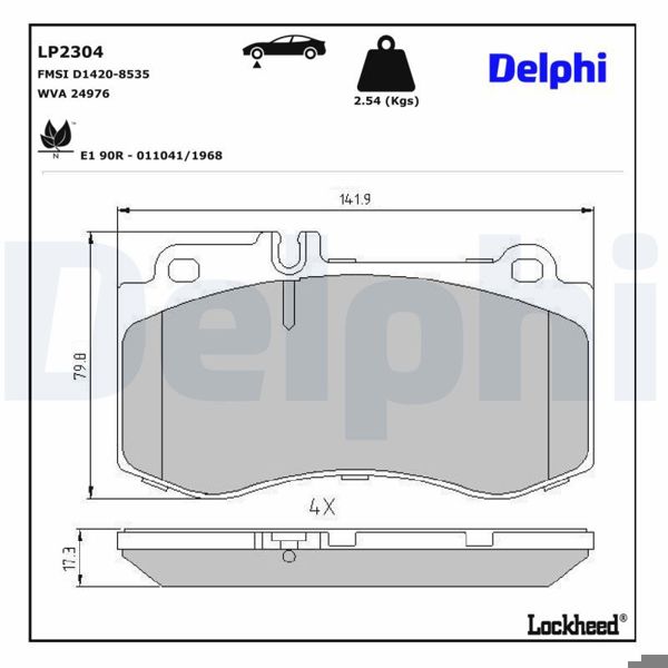 DELPHI LP2304 | Fren Balata Ön 09-E-Seri (W212-S212) CLS (C218)