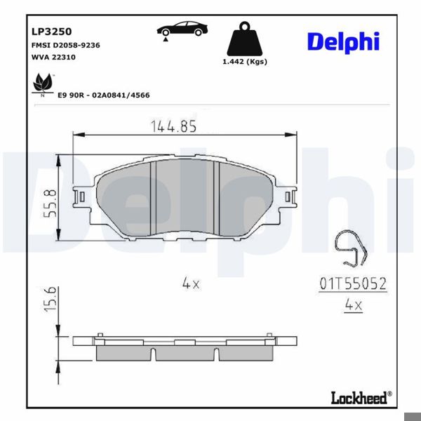 DELPHI LP3250 | Fren Balata Ön 15-Hilux
