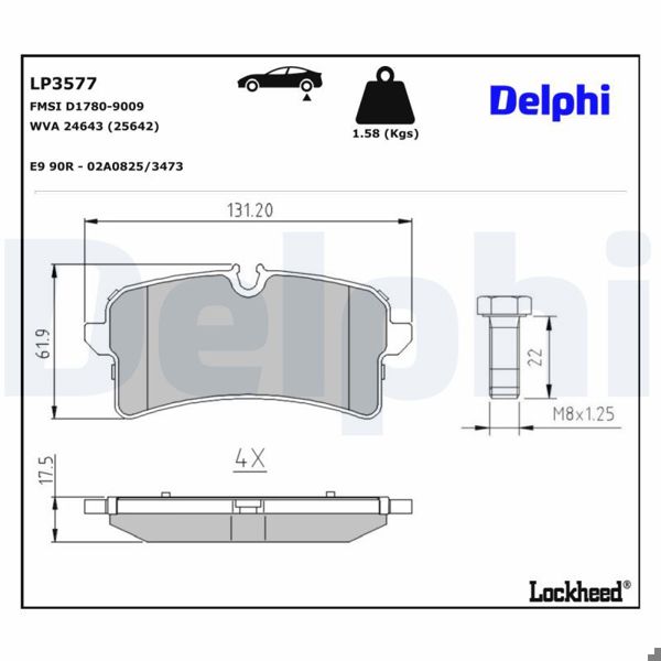 DELPHI LP3577 | Fren Balatası Arka Porsche 02 / 2014 -