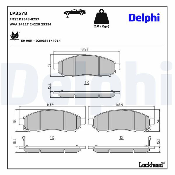 DELPHI LP3578 | Fren Balatası Ön Nissan 01 / 2005 -