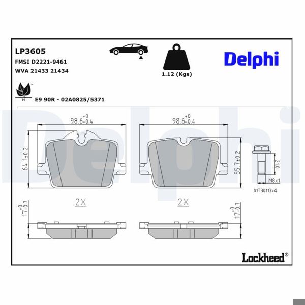 DELPHI LP3605 | Fren Balatası Arka BMW / Toyota 11 / 2018 -