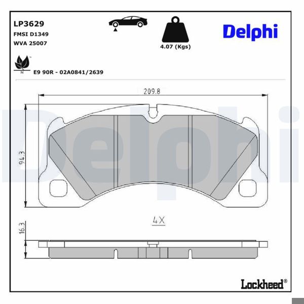 DELPHI LP3629 | Fren Balatası Ön Porsche 06 / 2010 -