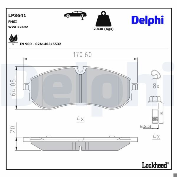 DELPHI LP3641 | Fren Balatası Arka Man / VW 09 / 2016 -