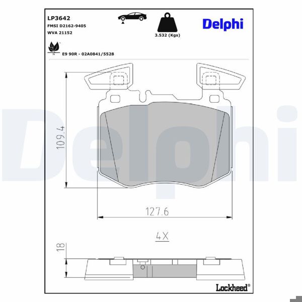 DELPHI LP3642 | Fren Balatası Mercedes-Benz Glc200,Glc220,Glc250,Glc300 06 / 2015 /