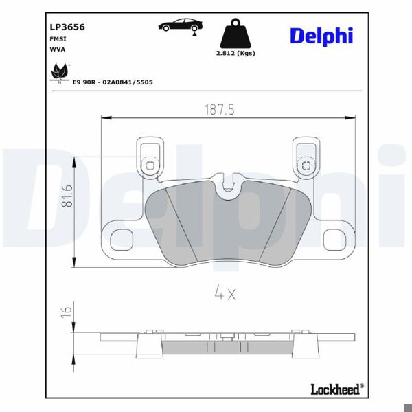 DELPHI LP3656 | Fren Balatası Arka Porsche 01 / 2019 -