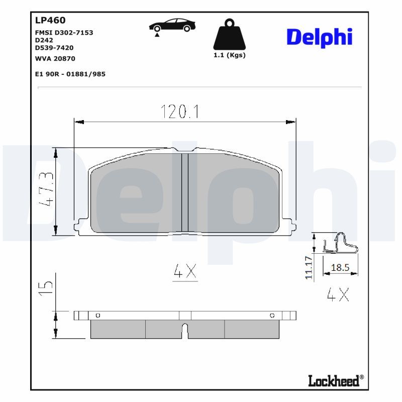 DELPHI LP460 | Fren Balata Ön Camry Liftback (_V1_) 83-861.8 (Sv10_) 2.0 (Sv11_) Camry Sedan (_V1_) 82-861.8 (Sv10_) 2.0 (Sv11_) 2.0 (Sv11_) 1.8 Turbo-D (Cv10_) Carina IV (_T15_) 83-881.6 (At151_) 1.6 (At151_) 1.6 (At151_) 1.8 Glı (St150) 2.0 D (Ct150) 2.