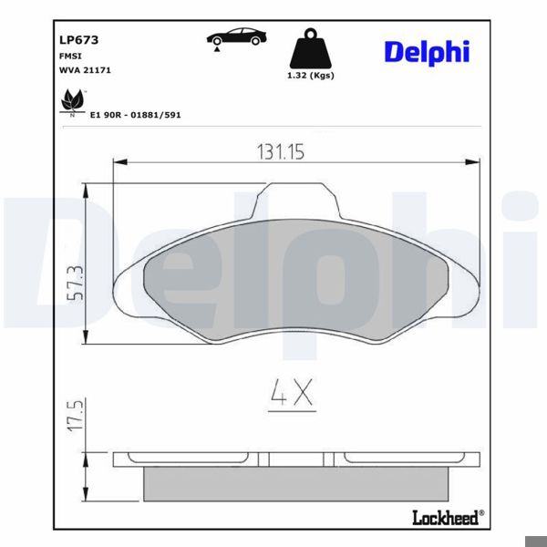 DELPHI LP673 | Fren Balatası Ön Ford Escort IV/V/VI 90-00 Fiesta 1.4 00-