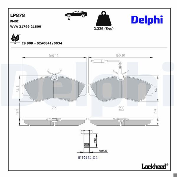 DELPHI LP878 | Fren Balata Ön Boxer Jmp 1.8Kg
