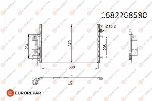 EUROREPAR 1682208580 | Klima Radyatörü (Kondanser) Renault Clio II ,Symbol II, Clio Symbol I Kangoo 1.2 1.4 1.5 DCI 1.6 1.9