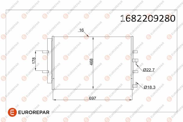 EUROREPAR 1682209280 | Klima Radyatörü (Kondanser) Transit V363 14 /-> Custom 12 /-> ()