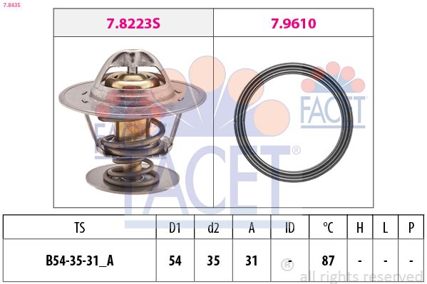 FACET 7.8435 | Termostat 87°A3 A4 A6bora Caddy 2 Golf Jetta 2 Passat Polo T4 T5 Octavia Cordoba Ibiza Fabia Felıca