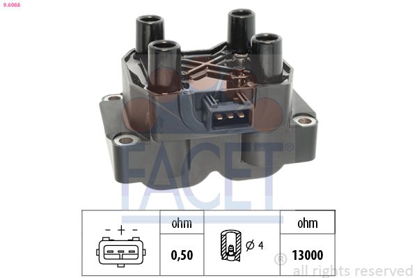 FACET 9.6068 | Ateşleme Bobini Brava Bravo Fiorino Marea Palio Tempra Tipo Scudo 1.2 / 1.4 / 1.6