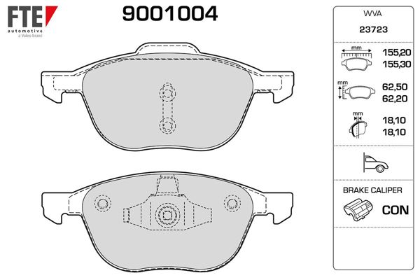 FTE 9001004 | Ön Fren Balatası Mazda 3 03-Mazda 3 09-Mazda 5 05-Mazda 5 10-Focus II 04 /-Focus II C Max 04-07 C Max 07 /-Focus III 11 /-1,6Eco / 1,6Tdcı / 1.8 TDCI / 2,0Tdcı Kuga 2,0Tdcı 07 /-Mazda III Mazda V Volvo C30 C70 II S40 II V50 03 -