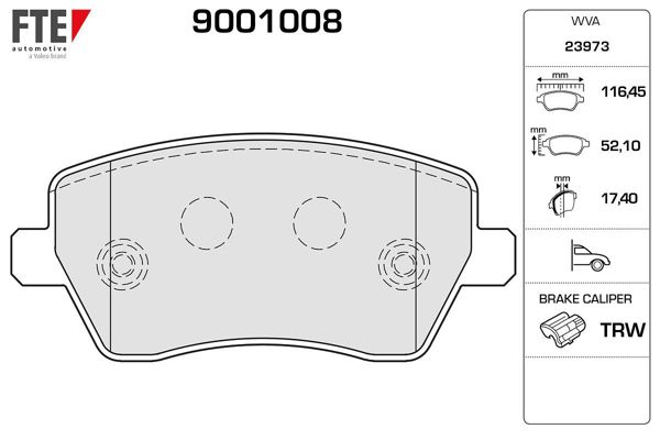 FTE 9001008 | Ön Fren Balatası Micra K12 03-Note 06-Clio III 05-Modus 04-Duster 10-Logan 04-Dokker 12 -