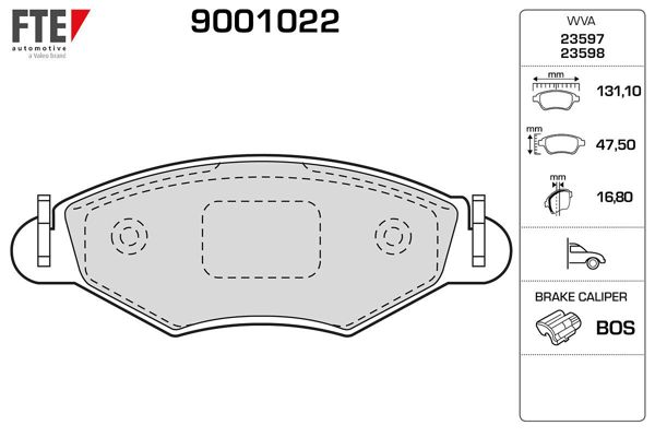 FTE 9001022 | Ön Fren Balatası P206 1.4Hdı 1.1 / 1.4 / 1.6 / 1.9 98-P206 + (T3e) 1.4 / 1.6 06
