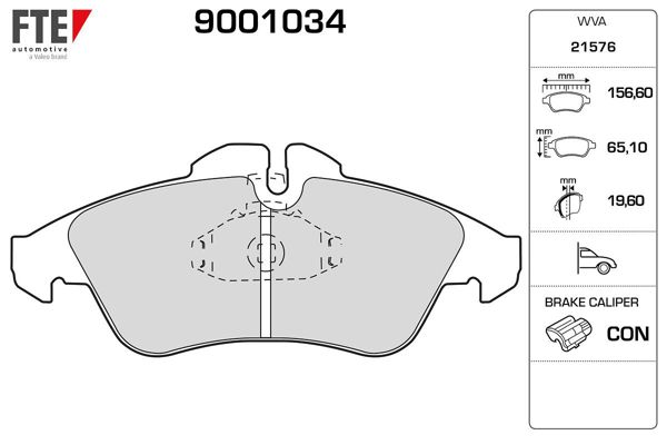FTE 9001034 | Fren Balatası Ön V-Class 638 / 2 97-03 Vito 638 97-03 Sprinter 97-06 Lt 28 / 35 96-06