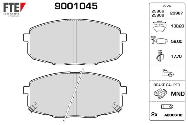 FTE 9001045 | Fren Balatası Ön Hyundai i30 07-12 Kia Ceed 07-12 Carens 02-06 (130*58*18)