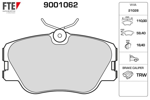 FTE 9001062 | Fren Balatası Ön W201 88-93 W124 88-93 S124 85-93 C124 93-97 A124 93-98