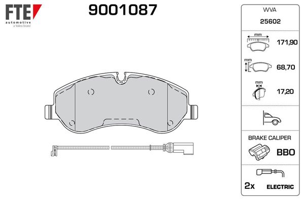 FTE 9001087 | Ön Fren Balatası Tourneo Custom Transit Custom V362 2,2 TDCI 12 /-(Arka Tek Teker) Çift Fişli