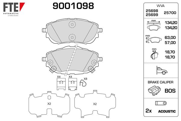 FTE 9001098 | Ön Fren Balatası Toyota Corolla 2013- Auris 2012- 1.33 1.6 Benzinli 1.4 D4d Dizel