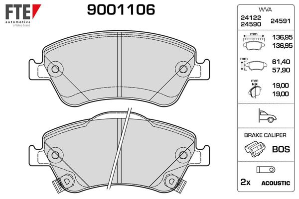 FTE 9001106 | Fren Balatası Ön Corolla D4d 07-12 Auris D4d 07-12 Corolla 1.4 D4d 2013-