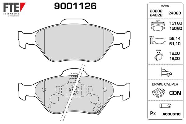 FTE 9001126 | Ön Fren Balatası Yaris 1,0Vvt I / 1,3 Vvt I / D 4D 01 / 06-Arac Uretım Yerı Fransa