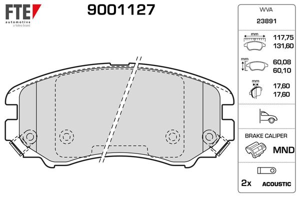 FTE 9001127 | Ön Fren Balatası Hyundai Elantra 05-11 Coupe 02- Sonata 01-05 Tucson 04-08 Cerato 08-10 Magentis 01-11 Soul 08-14 Sportage 04-10