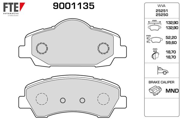 FTE 9001135 | Ön Fren Balatası P301 C Elysee Eb2 (1,2Vtı 12V) / Ec5 (1,6Vtı 16V) P308 II 2013 -