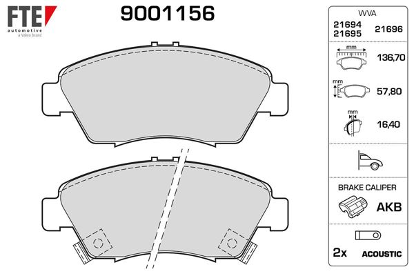 FTE 9001156 | Ön Fren Balata Honda Civic 1.6 1992-2000 Crx 91- Crz 10-