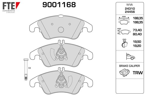 FTE 9001168 | Fren Balatası Ön W204 07-14 S204 07-14 C204 11-C218 11-17 W212 09-15 C207 09-16