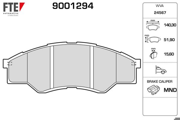 FTE 9001294 | Ön Fren Balatası Hilux III Pıckup 2,5D 4D 06 / 06 -