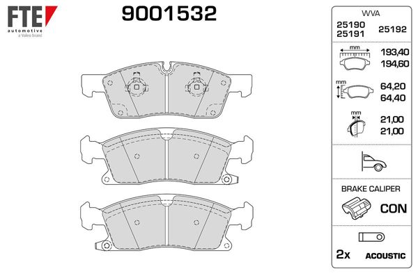 FTE 9001532 | Fren Balatası Ön Grand Cherokee IV (Wk, Wk2) 3.0 Crd V6 3.6 5.7 V8 4X4 10 >