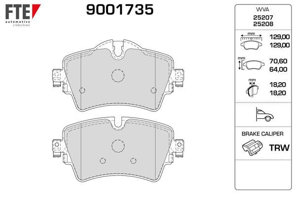 FTE 9001735 | Fren Balatası Ön BMW F45 F46 14- Mini F55 F56 F57 13-