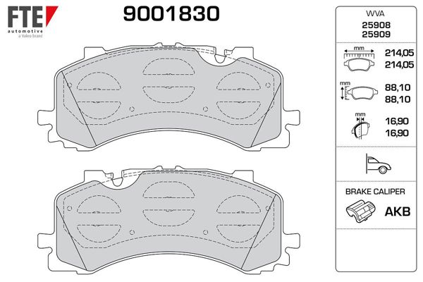 FTE 9001830 | Ön Fren Balatası Touareg A8 18 > A6 A7 Q8 19 > Q7 17 >