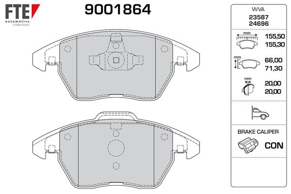 FTE 9001864 | Fren Balatası Ön Polo 13-18 A1 11-18 Ibiza 13-17 1.0 TSI Chze Cwza