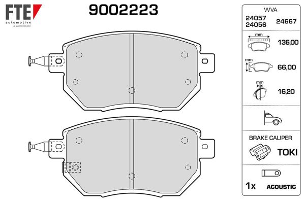 FTE 9002223 | Ön Fren Balatası Nissan Qashqai 2010 > Navara 2008 > Pathfinder 2010 > Renault Kaleos 2008 2013 Ifınıtı