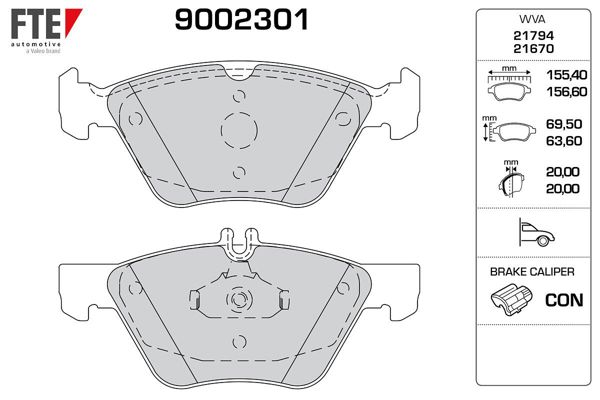 FTE 9002301 | Fren Balatası Ön C208 97-02 A208 98-02 W210 97-02 W211 03-08 S211 03-09