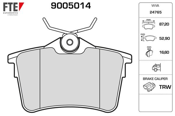 FTE 9005014 | Arka Fren Balatası P308 Sw P307 1.4 16V / 1.6 16V / 2.0 / 1.6 HDI / 2.0 HDI 09 / 07-Partner Tepee C4 Xsara Picasso Berlingo III 1.6 / 1,6Hdı