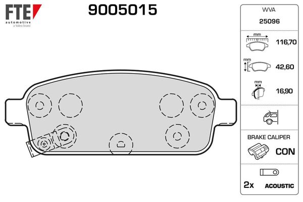 FTE 9005015 | Arka Fren Balatası Astra J Cruze Mokka