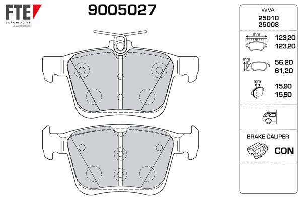 FTE 9005027 | Arka Fren Balatası Golf VII A3 1.2 / 1,4Tfsı 1.6 / 2.0 TDI 12 >