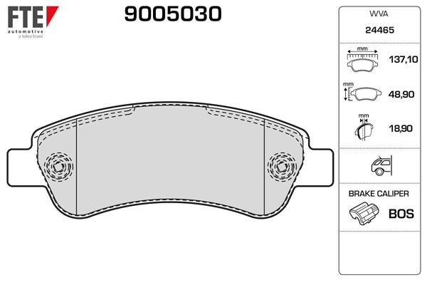 FTE 9005030 | Arka Fren Balatası Ducato Boxer Jumper 2,2D 100 Multijet 2,3D 120 Multijet 3,0D 160 Multijet 07 / 06