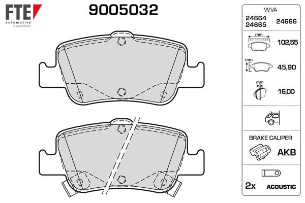 FTE 9005032 | Fren Balatası Arka Toyota Auris 1.4 D4d 1.6 07- Corolla 1.4 D4d 1.6 07-12