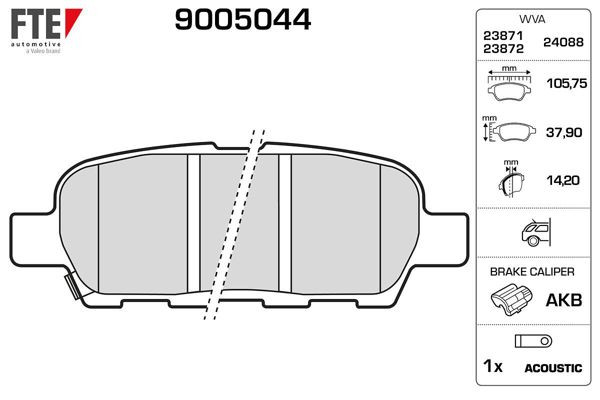 FTE 9005044 | Arka Fren Balatası Nissan Qashqai J10 07-13 Xtrail 07-13 Parthfınder 13-> Koleos 08-> Juke 10-> Suzuk