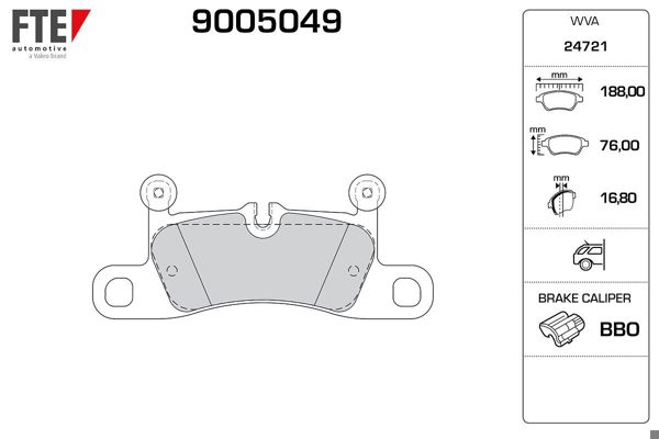 FTE 9005049 | Arka Fren Balatası Touareg (7P5) 3,6 V6 FSI / 3,0V6 TSI Hıbrıt / 4,2V8 FSI / 3,0 V6 TDI / 4,2 V8 TDI 01 / 10 -