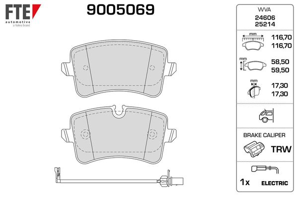 FTE 9005069 | Arka Fren Balatası A6 (4G2) A6 Avant (4G5) 2,8 FSI / 2,8Fsı Quattro / 2.0 TDI / 3,0 TDI / 3,0 TDI Quattro 11 / 10