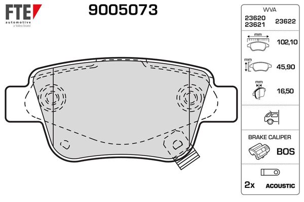 FTE 9005073 | Arka Fren Balatası Disk Toyota Avensis 1.6 03-08 Corolla Verso 04-07 | 1 Adet