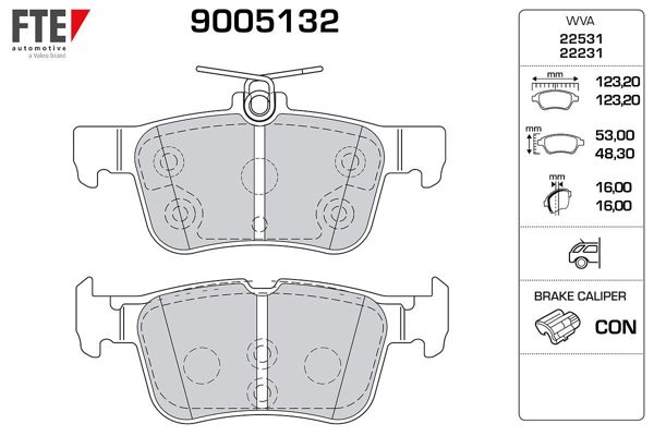 FTE 9005132 | Arka Fren Balatası Galaxy III 1,5, 2.0, 2.0 TDCI, 2.0 2015-Mondeo V 1,0 , 1,5, 1,5 TDCI, 1.6 TDCI Honda Civic 2017 -