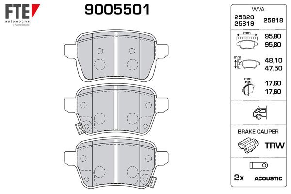 FTE 9005501 | Fren Balatası Arka 500L 12-1.4 1.6D Mjet Egea 16-
